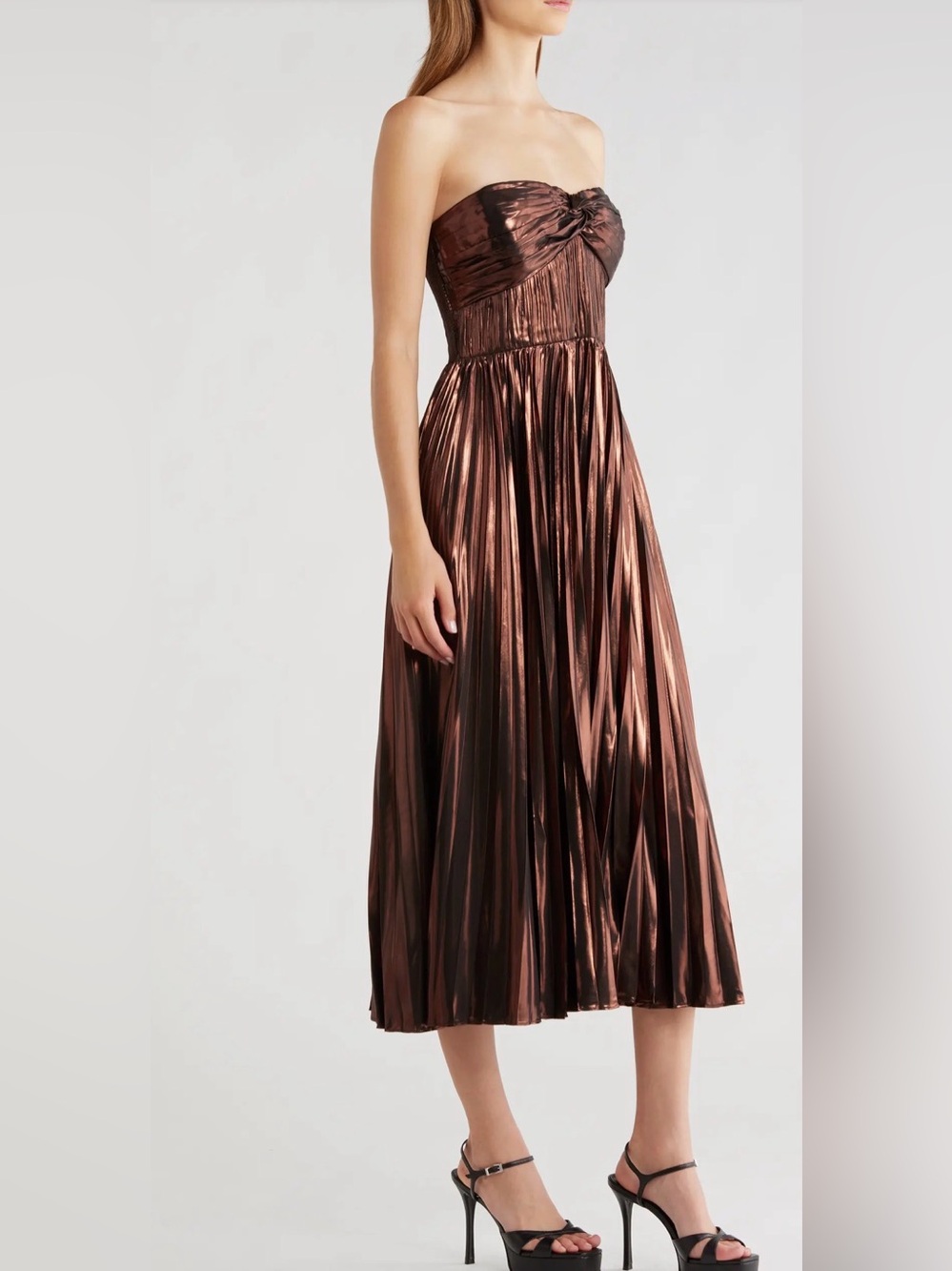 Astr Metallic Copper Ascella Strapless A-Line Dress - Picture 3 of 7